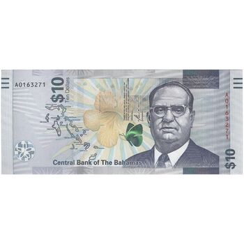 اسکناس 10 دلار 2022 الیزابت دوم - تک - UNC65 - باهاما