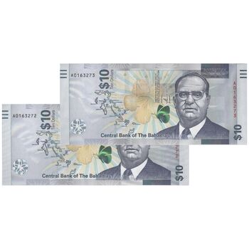 اسکناس 10 دلار 2022 الیزابت دوم - جفت - UNC65 - باهاما