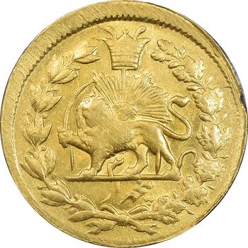 سکه طلا 5000 دینار 1318 خطی - MS61 - مظفرالدین شاه