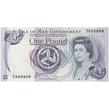 اسکناس یک پوند بدون تاریخ (1991) الیزلبت دوم - Cashen - تک - UNC65 - انگلستان (جزیره من)