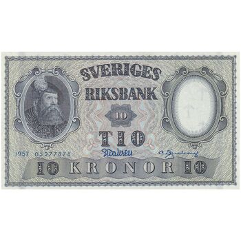 اسکناس 10 کرون 1957 گوستاو آدولف ششم - تک - UNC63 - سوئد