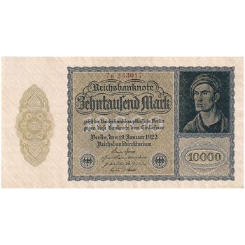 اسکناس 10000 مارک 1922 جمهوری وایمار - شماره سریال 6 رقمی - تک - UNC63 - آلمان