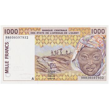 اسکناس 1000 فرانک 1998 - تک - UNC65 - جامعه اقتصادی کشورهای غرب آفریقا (ساحل عاج)