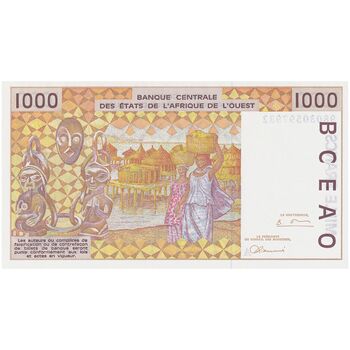 اسکناس 1000 فرانک 1998 - تک - UNC65 - جامعه اقتصادی کشورهای غرب آفریقا (ساحل عاج)