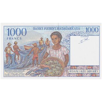 اسکناس 1000 فرانک بدون تاریخ (1996-2004) جمهوری سوم - تک - UNC65 - ماداگاسکار