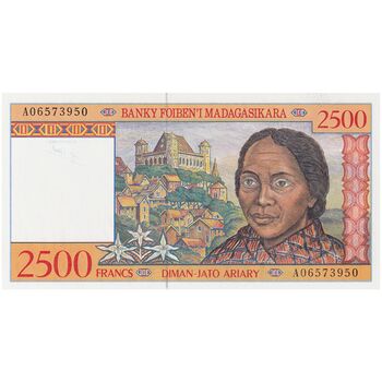 اسکناس 2500 فرانک بدون تاریخ (1998-2004) جمهوری سوم - تک - UNC65 - ماداگاسکار