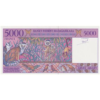 اسکناس 5000 فرانک بدون تاریخ (1995-1996) جمهوری سوم - Ravelomanana - تک - UNC65 - ماداگاسکار