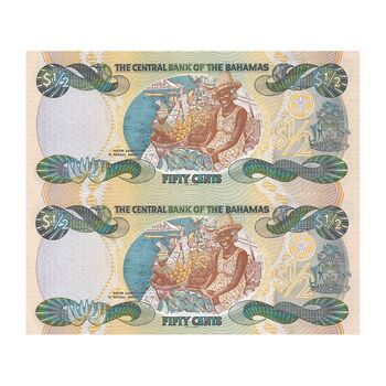 اسکناس 50 سنت 2001 الیزابت دوم - جفت - UNC65 - باهاما