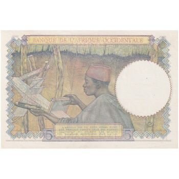 اسکناس 5 فرانک 1943 - تک - UNC64 - آفریقای غربی فرانسه