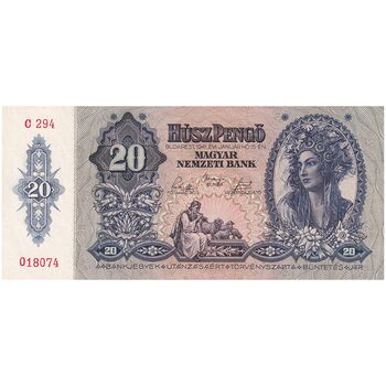 اسکناس 20 پنگو 1941 میکلوش هورتی - تک - UNC64 - مجارستان