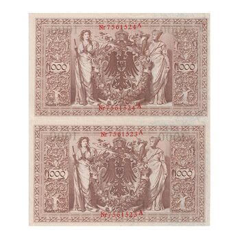 اسکناس 1000 مارک 1910 ویلیام دوم - جفت - UNC64 - آلمان