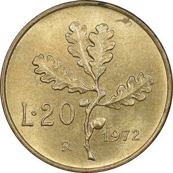سکه 20 لیره 1972 جمهوری - MS63 - ایتالیا