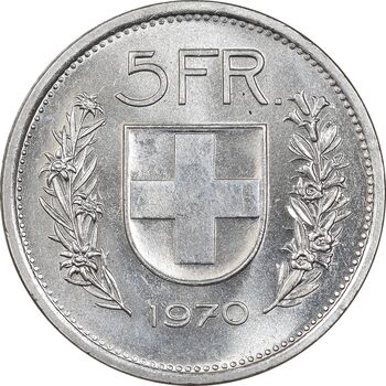 سکه 5 فرانک 1970 دولت فدرال - MS63 - سوئیس