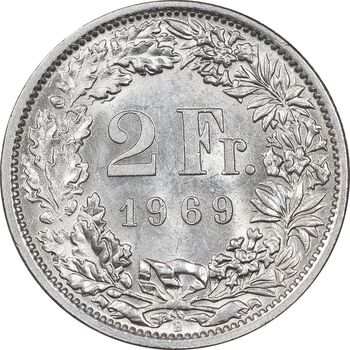 سکه 2 فرانک 1969 دولت فدرال - MS63 - سوئیس