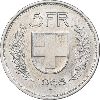 سکه 5 فرانک 1968 دولت فدرال - AU58 - سوئیس