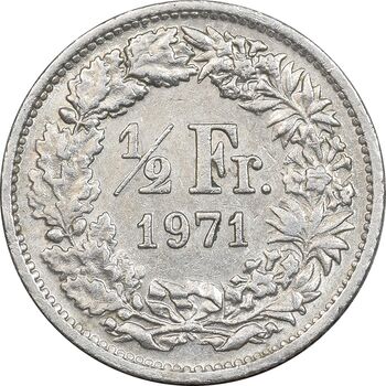 سکه 1/2 فرانک 1971 دولت فدرال - AU50 - سوئیس