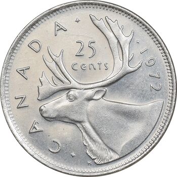 سکه 25 سنت 1972 الیزابت دوم - AU50 - کانادا