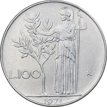 سکه 100 لیره 1971 جمهوری - AU50 - ایتالیا
