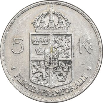 سکه 5 کرون 1972 گوستاو ششم - AU50 - سوئد