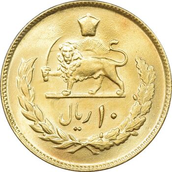 سکه 10 ریال 1354 طلایی - MS63 - محمد رضا شاه