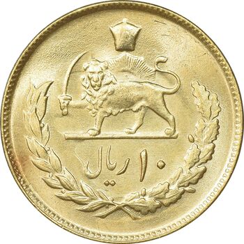 سکه 10 ریال 1354 طلایی - MS62 - محمد رضا شاه