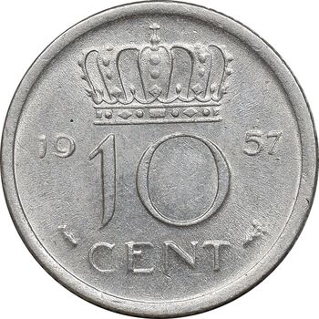 سکه 10 سنت 1957 یولیانا - MS61 - هلند