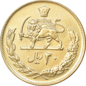 سکه 20 ریال 1353 طلایی - AU58 - محمد رضا شاه