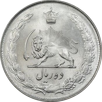 سکه 10 ریال 1343 - ضخیم - MS62 - محمد رضا شاه