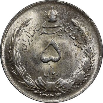 سکه 5 ریال 1323/2 - سورشارژ تاریخ - MS63 - محمد رضا شاه
