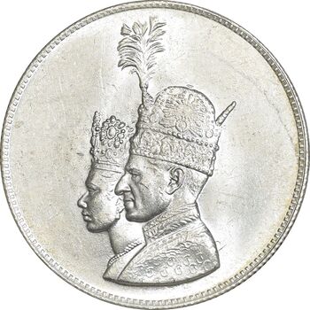 مدال نقره یادبود تاجگذاری 1346 - MS62 - محمد رضا شاه