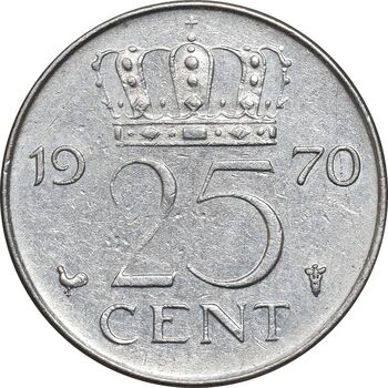 سکه 25 سنت 1970 یولیانا - EF45 - هلند