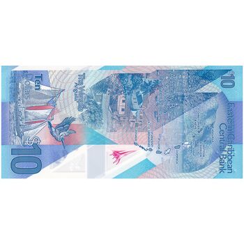 اسکناس 10 دلار بدون تاریخ (2019) الیزابت دوم - تک - UNC64 - حوزه کارائیب شرقی