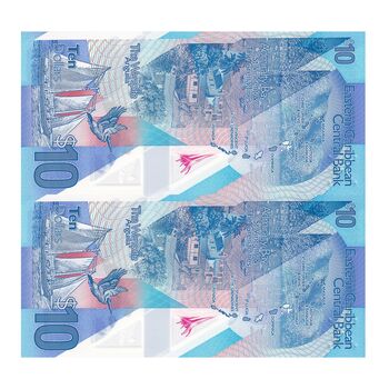 اسکناس 10 دلار بدون تاریخ (2019) الیزابت دوم - جفت - UNC64 - حوزه کارائیب شرقی