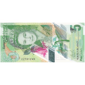 اسکناس 5 دلار بدون تاریخ (2021) الیزابت دوم - تک - UNC64 - حوزه کارائیب شرقی