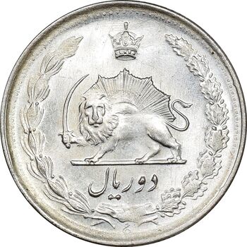 سکه 2 ریال 1329 نقره - MS63 - محمد رضا شاه