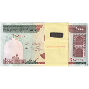 بسته اسکناس 1000 ریال (حسینی - مظاهری) - UNC - جمهوری اسلامی