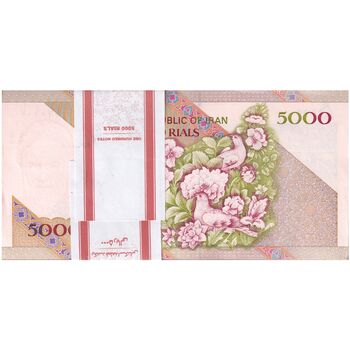 بسته اسکناس 5000 ریال (نمازی - نوربخش) - شماره قرینه - UNC - جمهوری اسلامی
