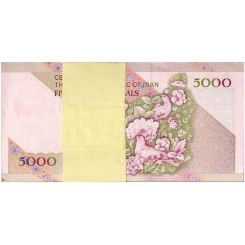 بسته اسکناس 5000 ریال امام (محمدخان - نوربخش) - UNC - جمهوری اسلامی