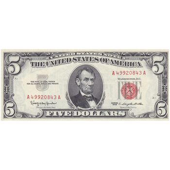 اسکناس 5 دلار 1963 جمهوری فدرال - مهر قرمز - تک - UNC63 - آمریکا