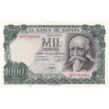 اسکناس 1000 پزتا 1971 فرانسیسکو فرانکو - تک - UNC63 - اسپانیا
