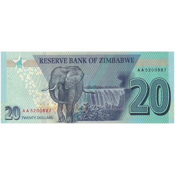 اسکناس 20 دلار 2020 جمهوری - تک - UNC63 - زیمبابوه