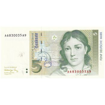 اسکناس 5 مارک 1991 جمهوری فدرال - تک - UNC63 - آلمان