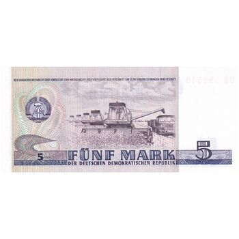 اسکناس 5 مارک 1975 جمهوری دموکراتیک - تک - UNC63 - آلمان
