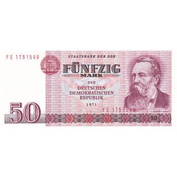 اسکناس 50 مارک 1971 جمهوری دموکراتیک - تک - UNC63 - آلمان