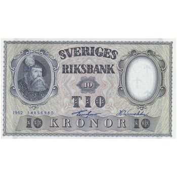 اسکناس 10 کرون 1962 گوستاو آدولف ششم - تک - UNC63 - سوئد