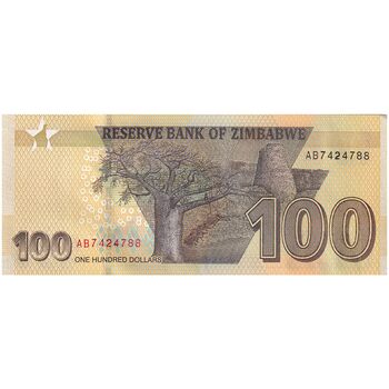 اسکناس 100 دلار 2020 جمهوری - تک - UNC62 - زیمبابوه
