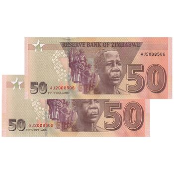 اسکناس 50 دلار 2020 جمهوری - جفت - UNC62 - زیمبابوه