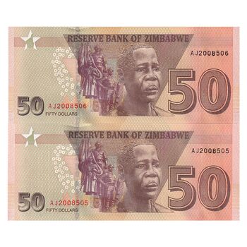 اسکناس 50 دلار 2020 جمهوری - جفت - UNC62 - زیمبابوه
