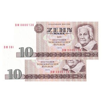 اسکناس 10 مارک 1971 جمهوری دموکراتیک - جفت - UNC62 - آلمان