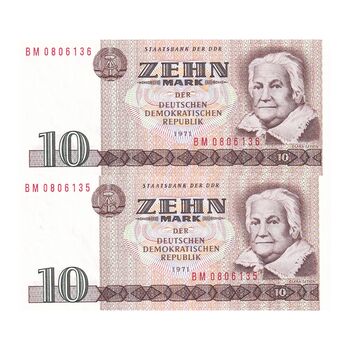 اسکناس 10 مارک 1971 جمهوری دموکراتیک - جفت - UNC62 - آلمان